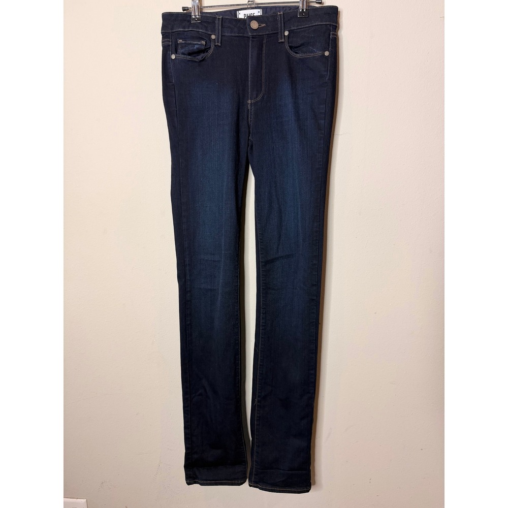 PAIGE Hoxton Straight Jeans Womens 28 Dark Blue Mona Wash High Rise Stretch